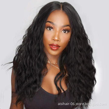Aisi Beauty Wholesale Vendor 13x4 Long Wavy Natural Black Wig Afro Kinky Curly Synthetic Hair For Black Women Lace Front Wig